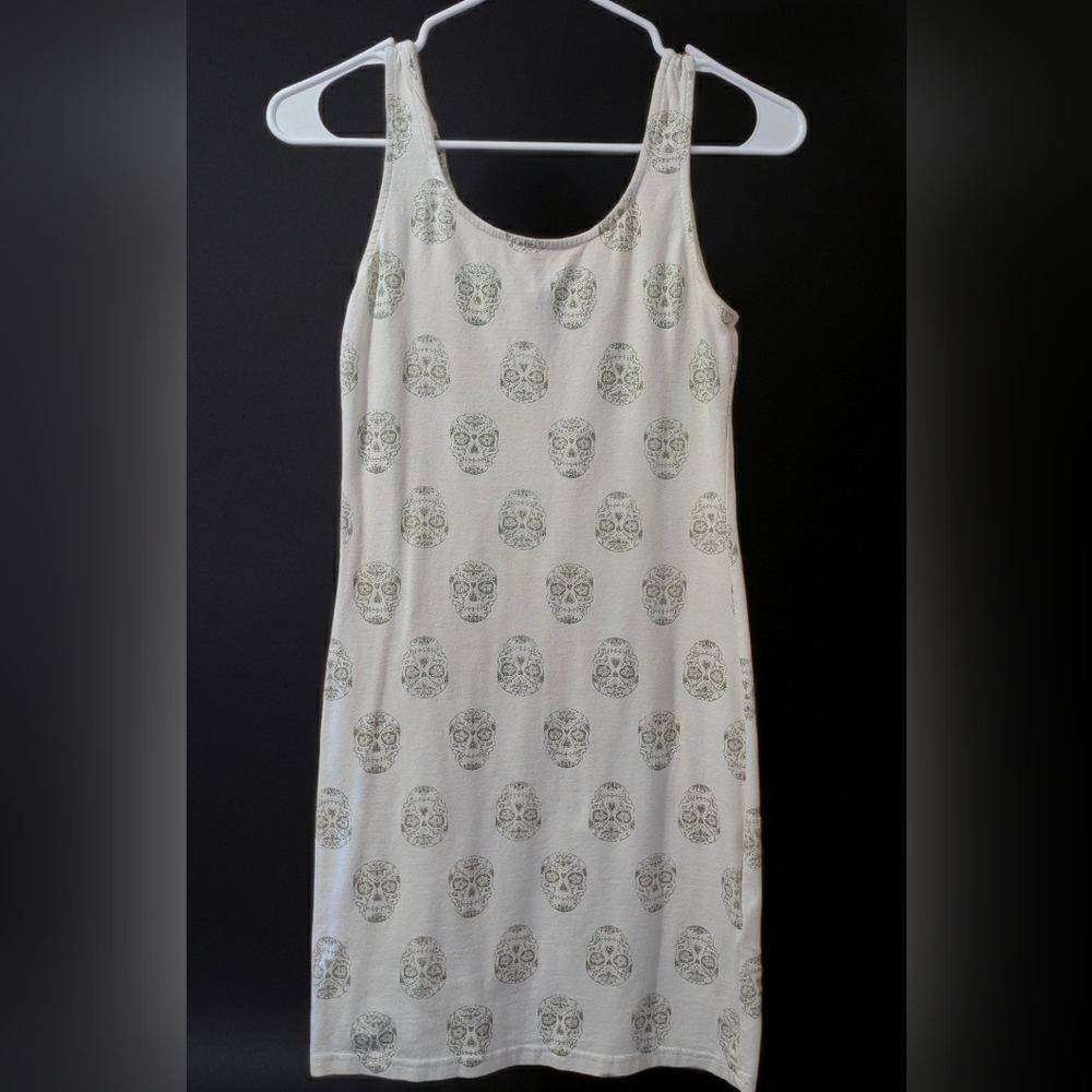 Skull Print Tank Top Dress, Women's Size 8, Tight Fitting, Sleeveless, & Casual